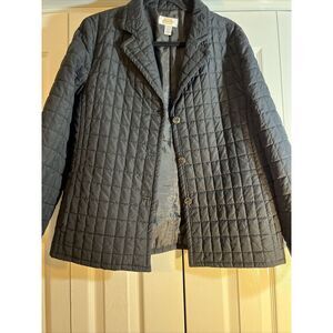 Talbots Jacket Blazer Size 12 Black Quilted Women Jacket Lightweight